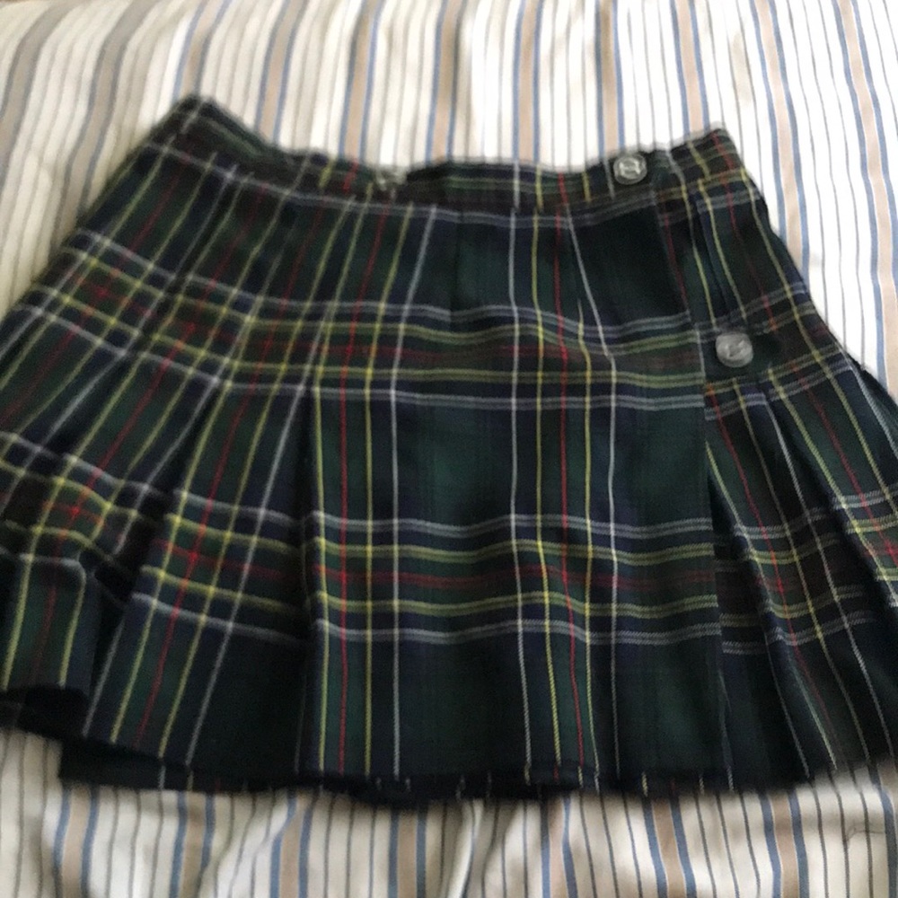 Green plaid mini skirt